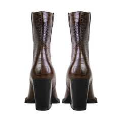 Pointed Stone Pattern High Heel Boots