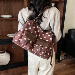 Polka Dot Faux Leather Tote Bag