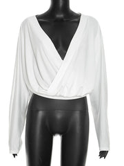 Deep V neck Draped Crop Top