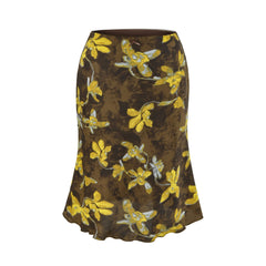 Floral Print A Line Midi Skirt