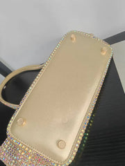 Crystal-Embellished Tote Bag with Chain Straps