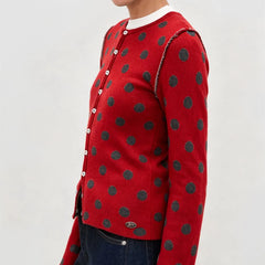 Red polka dot button front cardigan