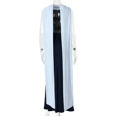 Two-Tone Drape Sleeveless Halter Maxi Dress