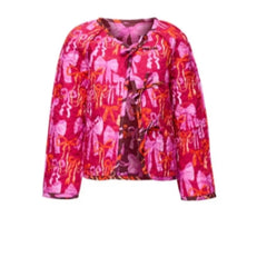 Pink Bow Printed Bow-Tie Reversible Quilted Jacket