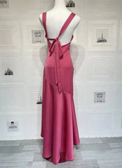 Satin Backless Asymmetrical Hem Maxi Dress