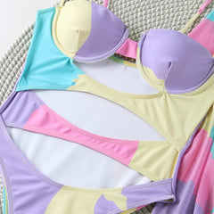 Draped Print Cover-up with Swimsuit