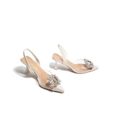 Crystal Transparent Solid Pointed Toe High Heels Shoes