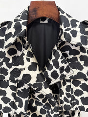 Leopard Print Belted Trench Coat