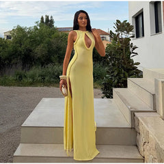 Braided Trim Cutout Maxi Dress