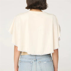U-Neck Cape Overlay Cropped Knit Top