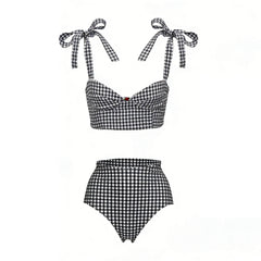 Gingham Bikini and Skirt Beachwear Set