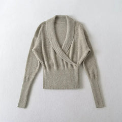 Wrap Knit Long Sleeve Top
