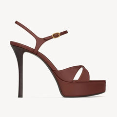 Square Toe Criss Cross Ankle Buckle Platform Stiletto