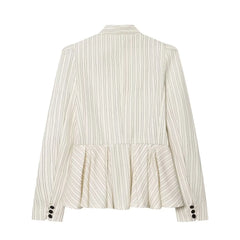 Striped blouse with ruffled bottom on a white background