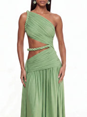One Shoulder Braided Cutout Maxi Dress