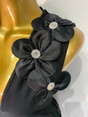 3d Flower Detail V-Neck Sleeveless Bandage Mini Gown