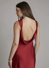 Halter Neck Sleeveless Satin Maxi Dress