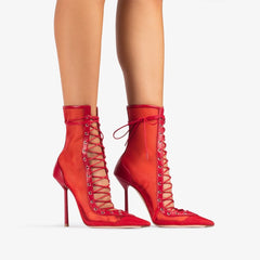 Lace Up Stiletto Heel Knee High Boots