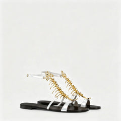 Fishbone Embellished Flat Sandals