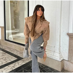 Irregular Hem Belt Wrap Jacket