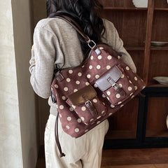 Polka Dot Faux Leather Tote Bag