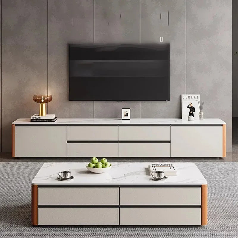 TV Cabinet Modern Wooden Shelves Mobile Console