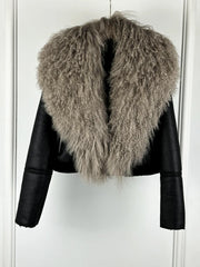 Faux Fur Collar Moto Jacket