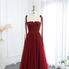 Beaded Wine Red Dubai Evening Dresses with Straps Pink Arabic Elegant Women Arabic Wedding Party Gown Golden Atelier 2