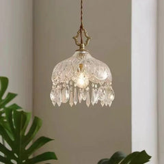 Retro LED Glass Crystal Pendant Hanging Ceiling Light Fixture