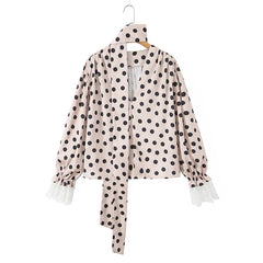 Polka Dot Puff Sleeve Shirt and Maxi Skirt Set