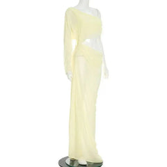 Draped Cutout One Shoulder Maxi Dress