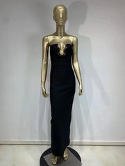 Strapless Gold Detail Maxi Dress