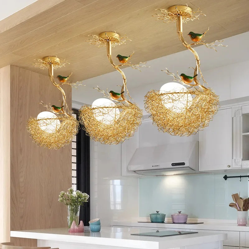 Bird's Nest Chandeliers Hanging LED Lighting Fixtures