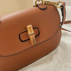 Bamboo Handle Saddle Crossbody Bag