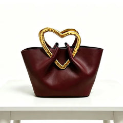 Burgundy Heart Handle Bag