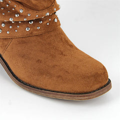 Studded Fold Over Suede Boots