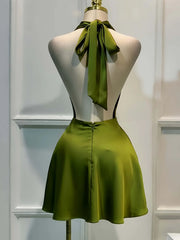 Satin Halter Neck Cowl Neck Mini Dress