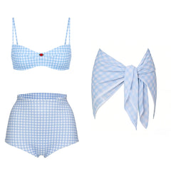 Gingham Bikini and Skirt Beachwear Set