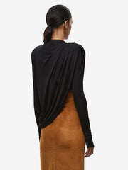 Draped Turtleneck Long Sleeve Top