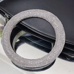 Crystal Handle Trapezoid Tote Bag