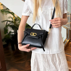 Structured Top Handle Short Gold Hardware Bag