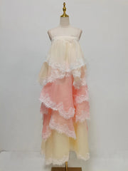 Sleeveless Lace Trim Dress
