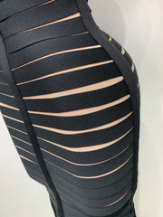 Sleeveless Square Neck Tassel Hem Bandage Midi Dress