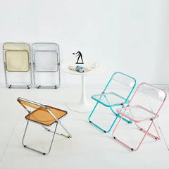 Outdoor Transparent Folding Chair Backrest Makeup Chair