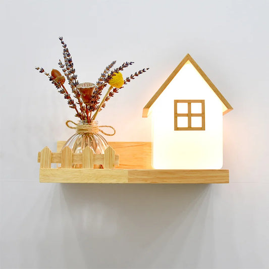 Wooden Lamp Led Creative Plant Pot Light Fixtures