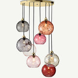 Colored Glass Ball Lustre Water Grain Hanging Bedside Lamp