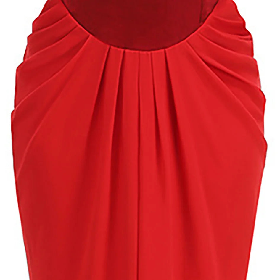 Red pleated skirt on a white background