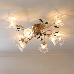 Pastoral Flower Transparent Glass LED Ceiling Lamp