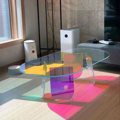 Acrylic Gradient Rainbow Clear Side Table