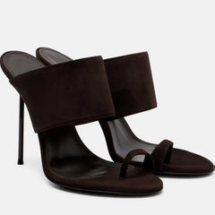 Metallic Toe Ring Stiletto Mules
